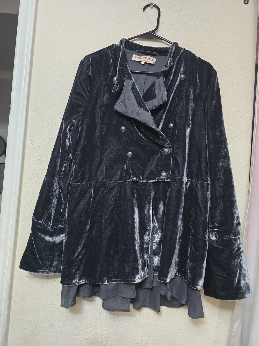 Velvet Military-Inspired Black Women's Jacket